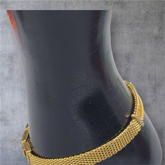 Danbury Mint Marjorie Monogrammed Bracelet 14k Gold Plated Two Diamond 7.5-8.5" - Picture 4 of 16